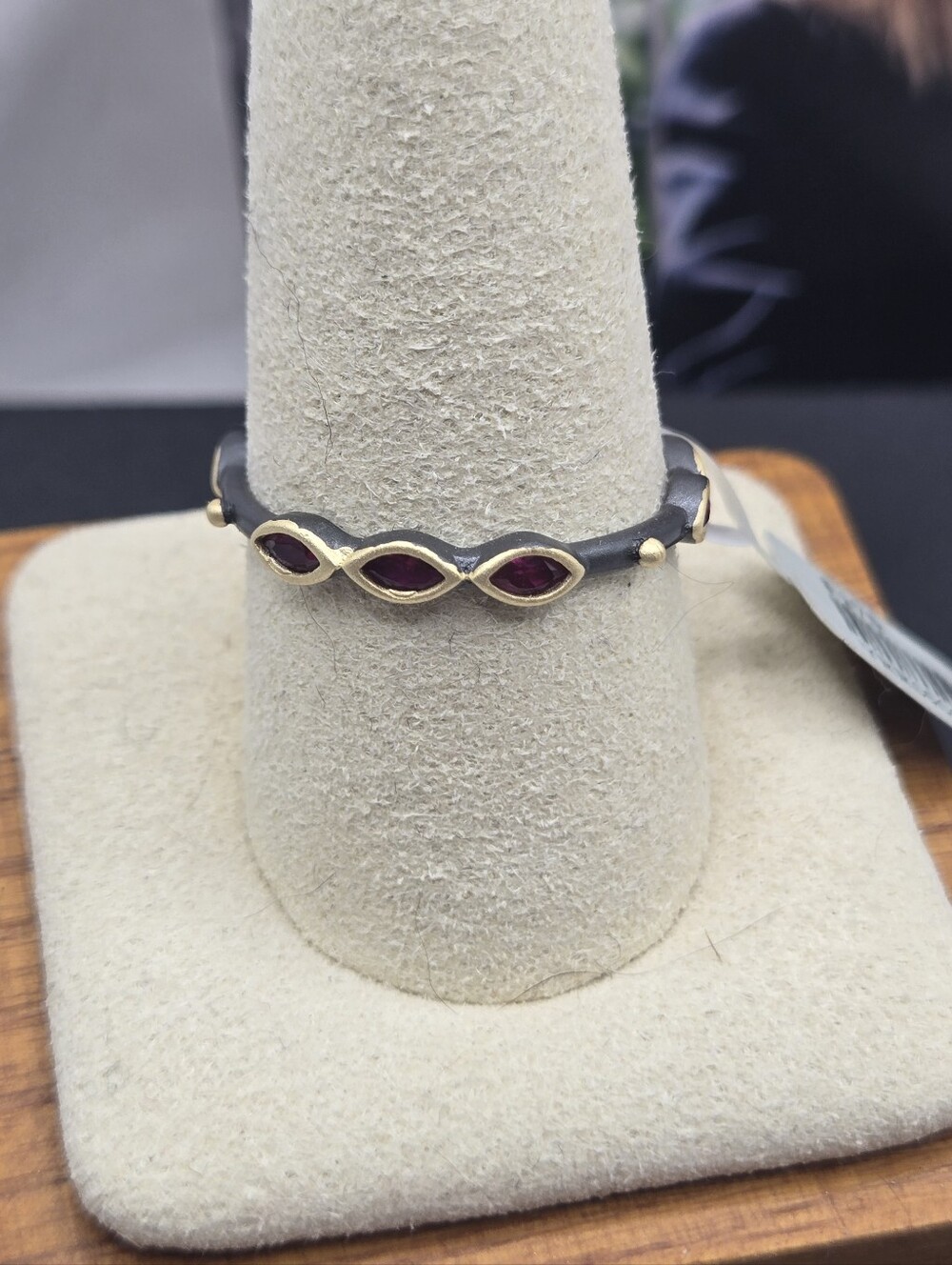 Freida Rothman Red Stone 14k Over 925 Stacker Ring Size 10